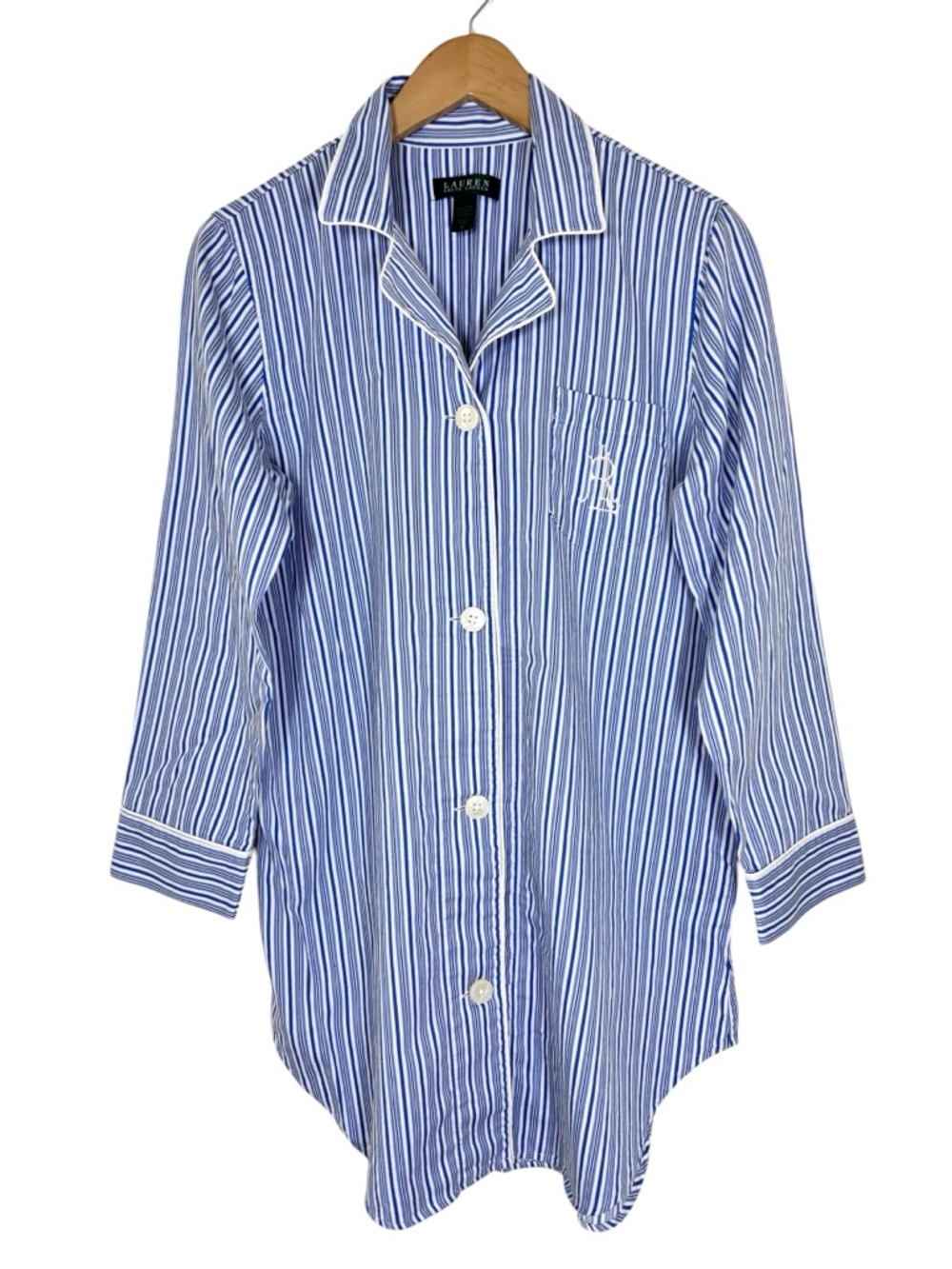 Lauren Ralph Lauren Sleep Shirt Striped Cotton Preppy - Picture 7 of 7